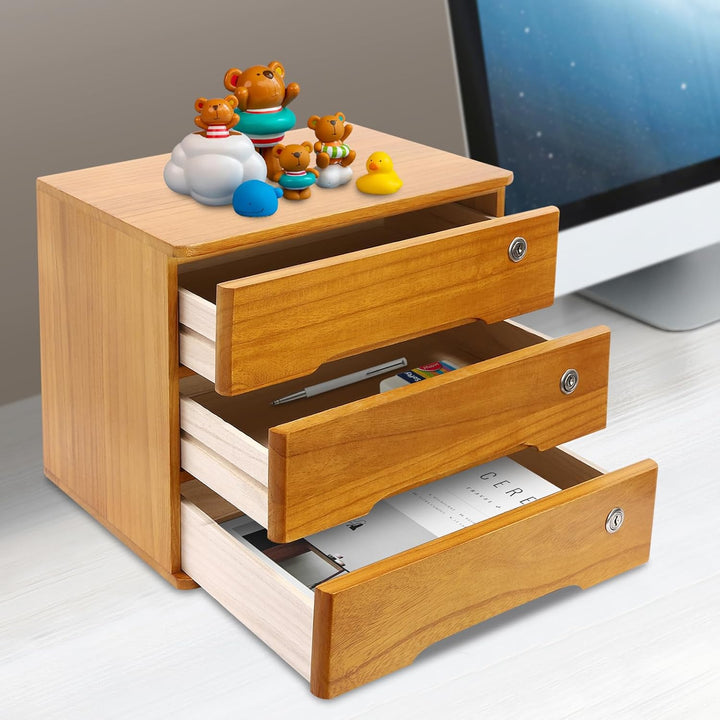 3 Schicht Desktop Storage Box, Desktop Storage Box mit abschliessbarer Schublade, Bürobedarf Schubla