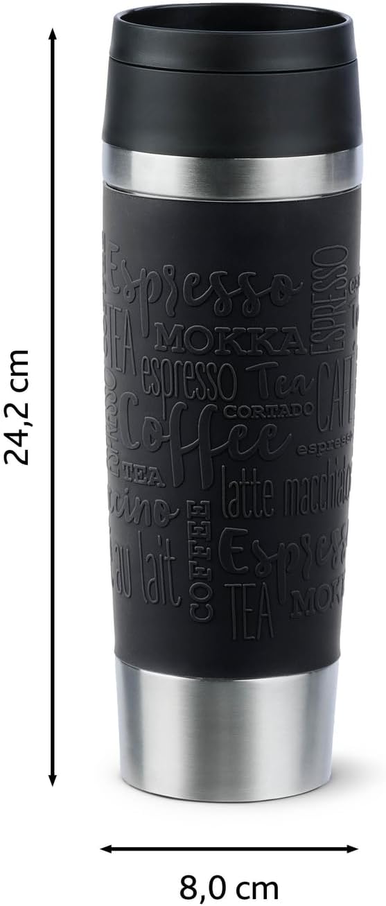 Emsa N20220 Travel Mug Classic Isolierbecher 0,5 Liter | neuer Komfort-Schraubverschluss | Edelstahl