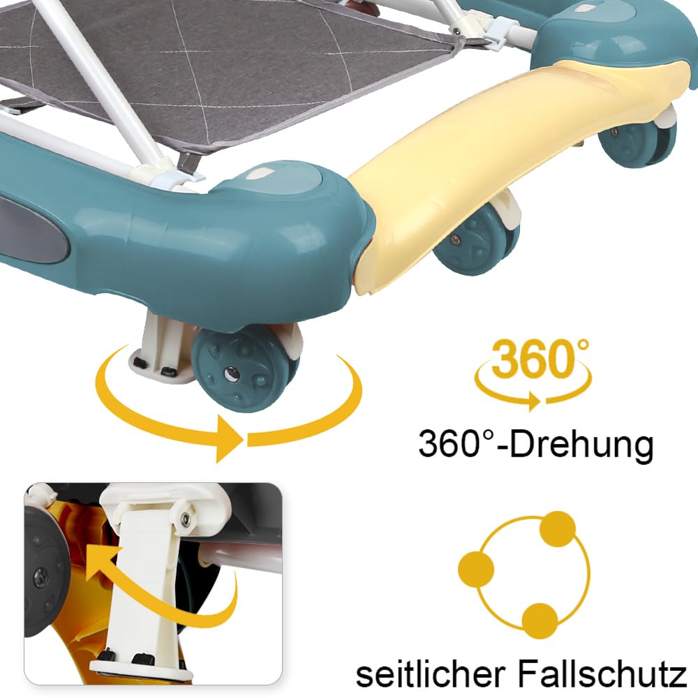 Lauflernhilfe für Babys, 4-in-1, Lauflernhilfe für Mädchen, Jungen, 6-18 Monate, Musikscheibe + hohe