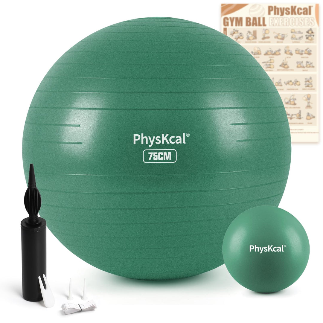 PhysKcal Gymnastikball und 23 cm Pilatesball Set, Anti Burst Gymnastikball, Anti-Rutsch-Sitzball, Ba