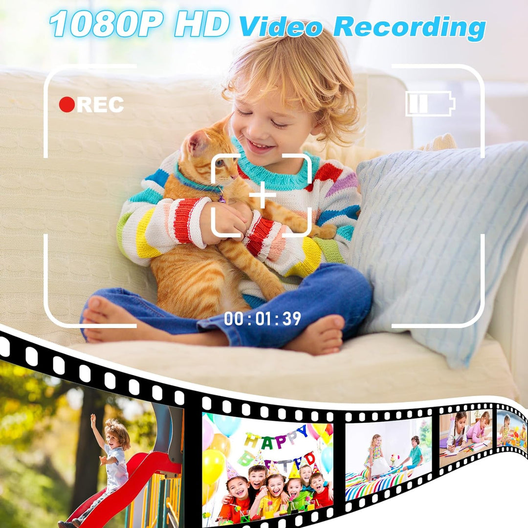 Kinderkamera Sofortbildkamera, 2.4 Zoll Bildschirm Fotoapparat Kinder, Digitalkamera 1080P mit 32G S