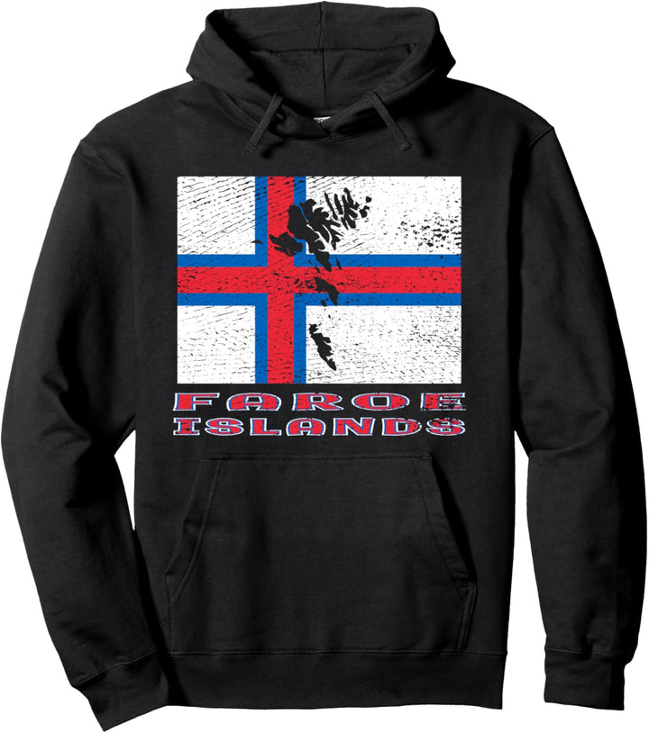 Färöer Inseln Flagge Umriss Silhouette Natur Urlaub Reise Pullover Hoodie
