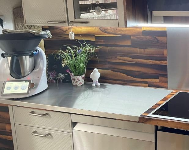 KOCH #87 Edelstahl Schneidebrett, Arbeitsfläche, Knetbrett satinierte Oberfläche 70 x 54cm OHNE hint