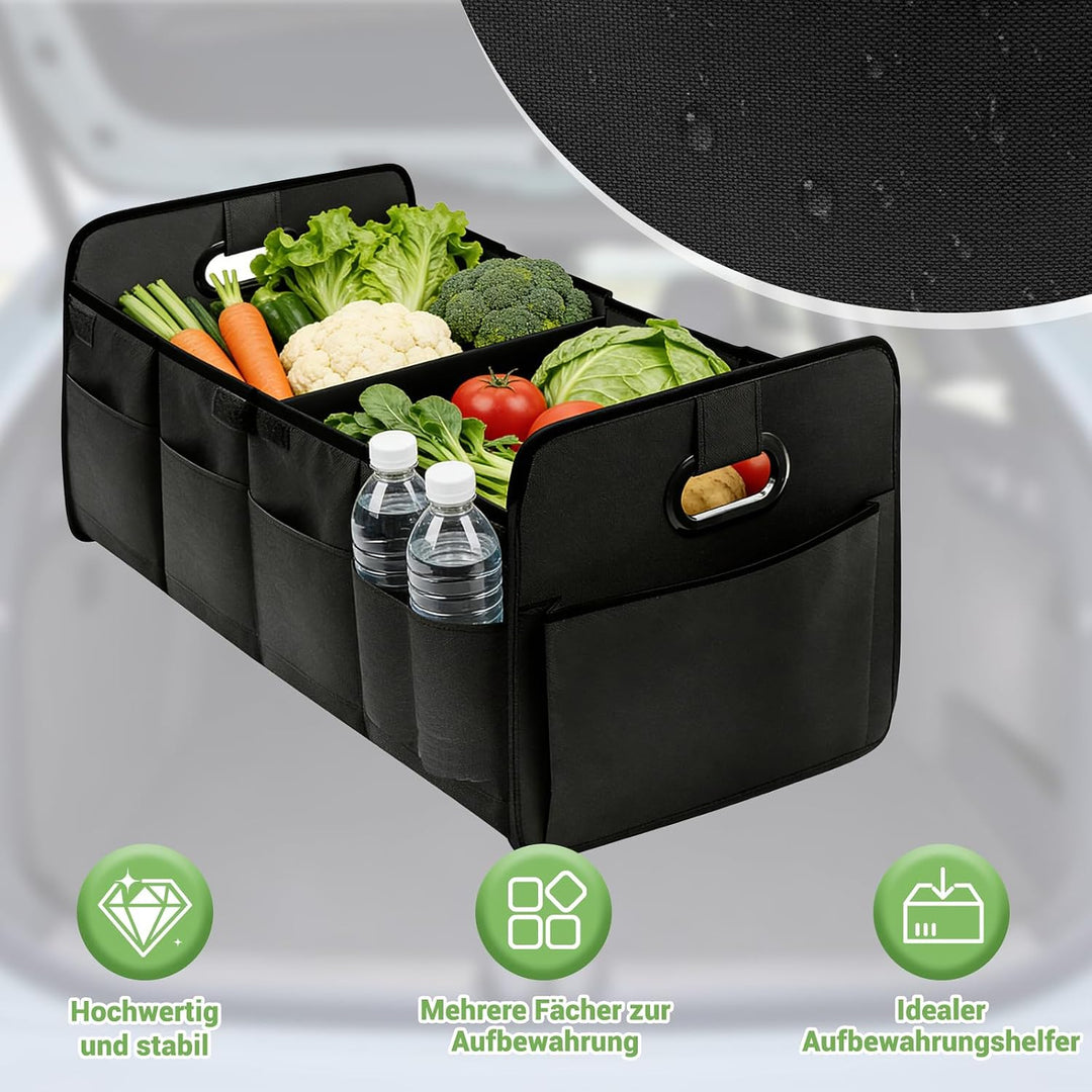 ZYNERY Kofferraum Organizer Set - 1 Aufbewahrungsbox + 1 Aufbewahrungstasche, faltbar rutschfest ver