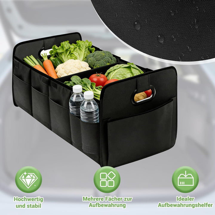 ZYNERY Kofferraum Organizer Set - 1 Aufbewahrungsbox + 1 Aufbewahrungstasche, faltbar rutschfest ver