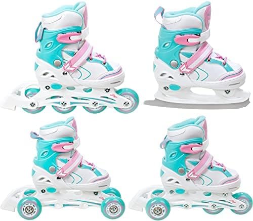 RAVEN 4in1 Inline Skates Triskates Rollschuhe Schlittschuhe Inliner für Kinder Mädchen verstellbar G