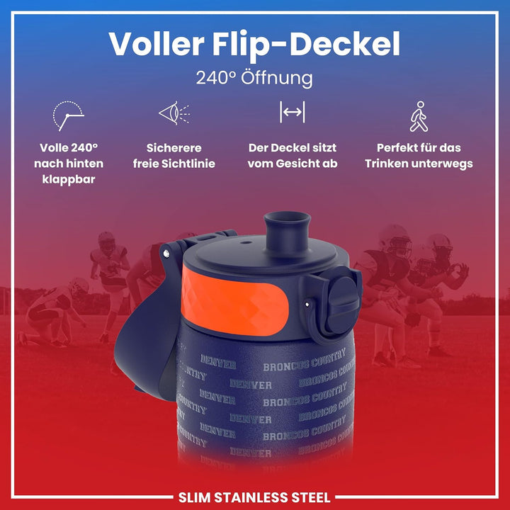 ion8 NFL Edelstahl-Trinkflasche, Auslaufsicher, Einhandöffnung, Sichere Verriegelung, Spülmaschinenf