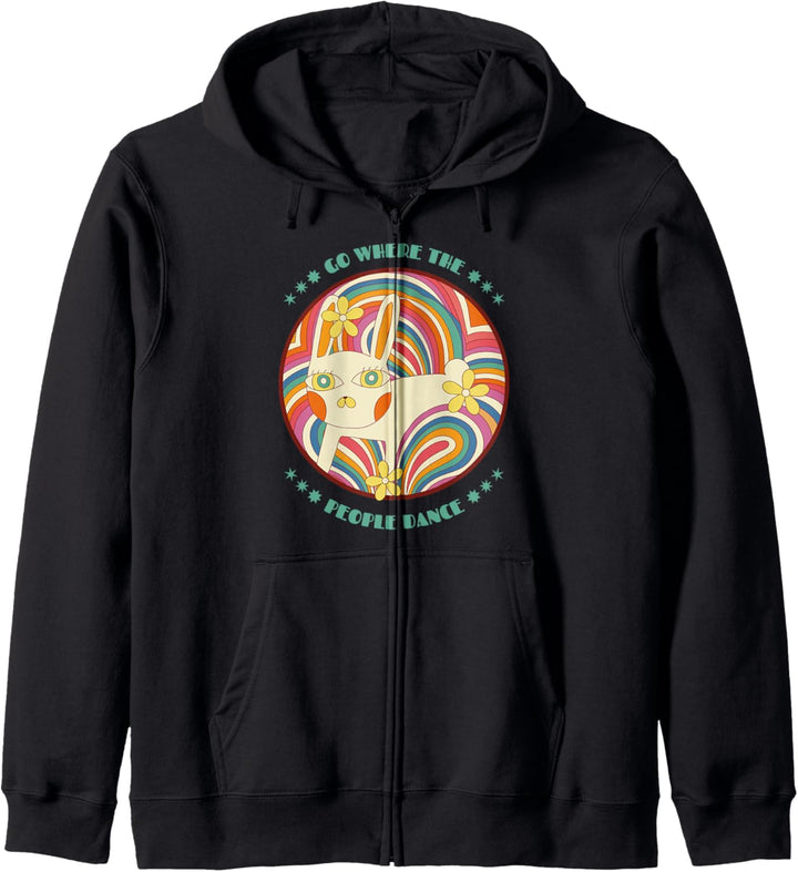 Flower Power Hippie Hase 60er 70er 80er Motto Party Kostüm Kapuzenjacke