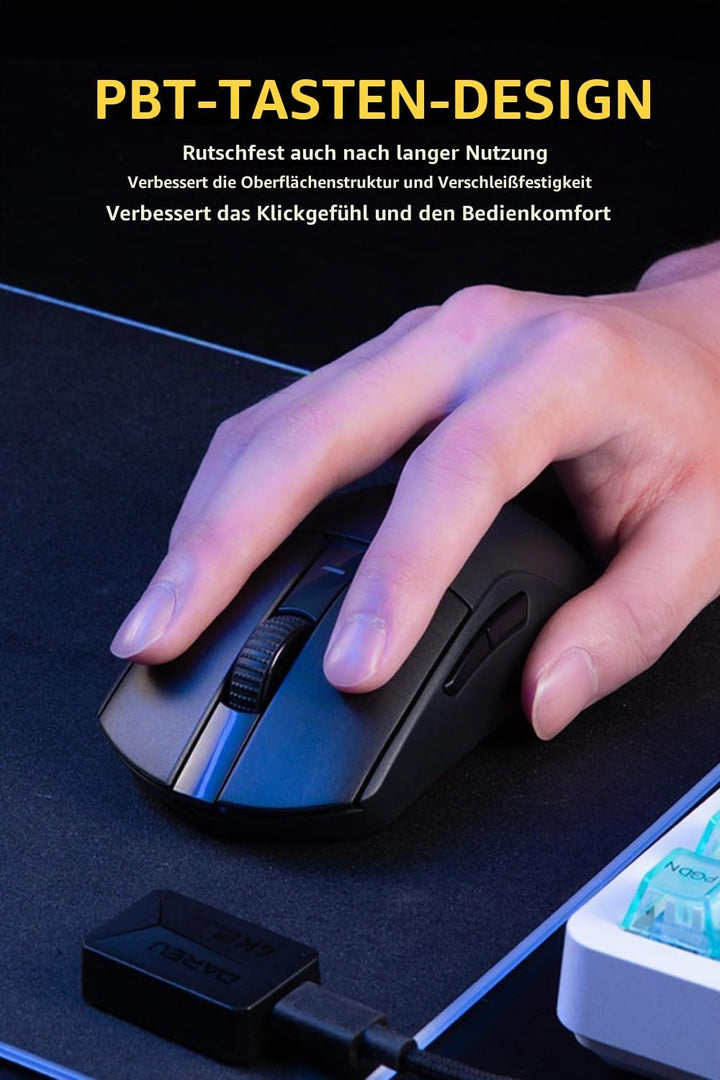 DAREU A950pro 4K Wireless Gaming Mouse: 55 g Ultraleicht, 4 kHz Abtastrate, Optischer Sensor PAW3395