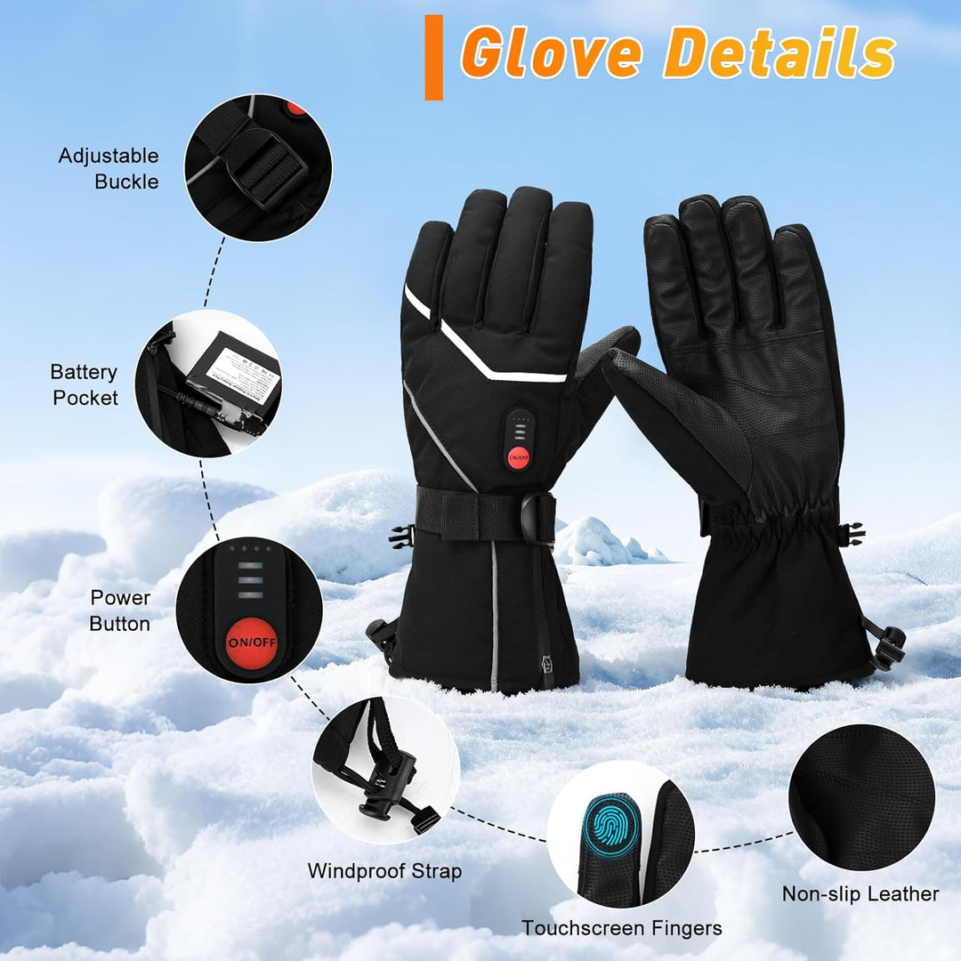 COVVY Beheizte Handschuhe,3 beheizte, temperaturverstellbare Touchscreen-Handschuhe,wiederaufladbare