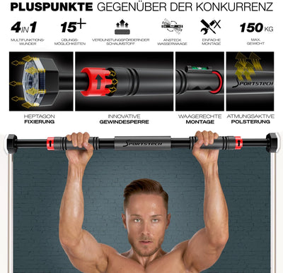 Sportstech Klimmzugstange mit innovativer Gear-Lock Funktion | sicher & schnell ohne Schrauben im Tü