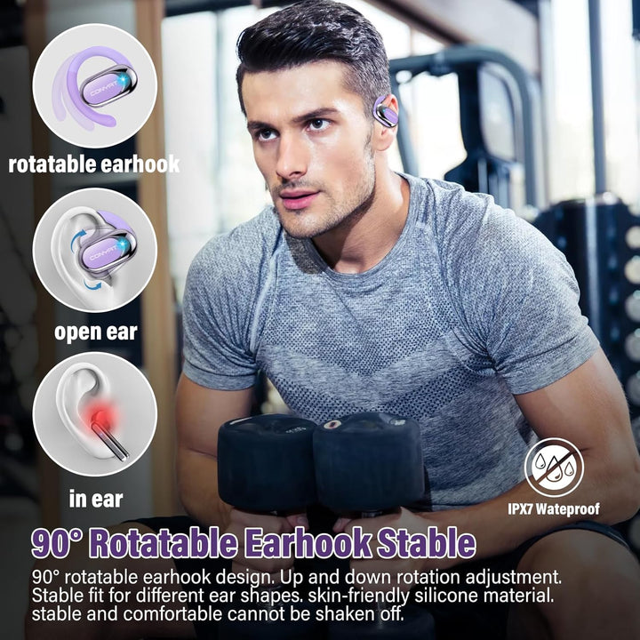 Open Ear Kopfhörer Sport, 2025 Bluetooth 5.4 Ohrhörer, Open Ear Headphones mit ENC, 58H Spielzeit, B