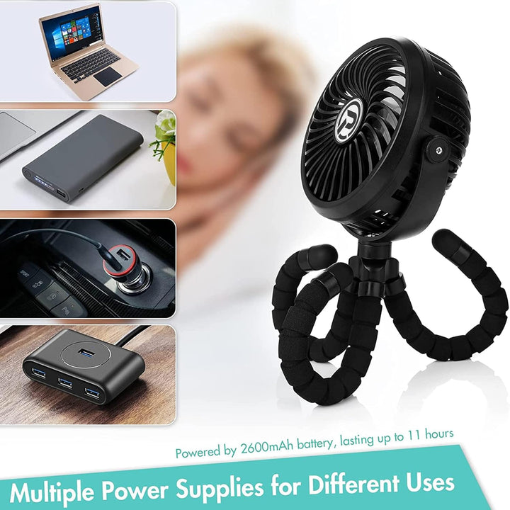 Winique USB Ventilator Leise Handventilator Mini Fan Mit 3 Geschwindigkeiten/ 360°Verstellbar/ LED-L