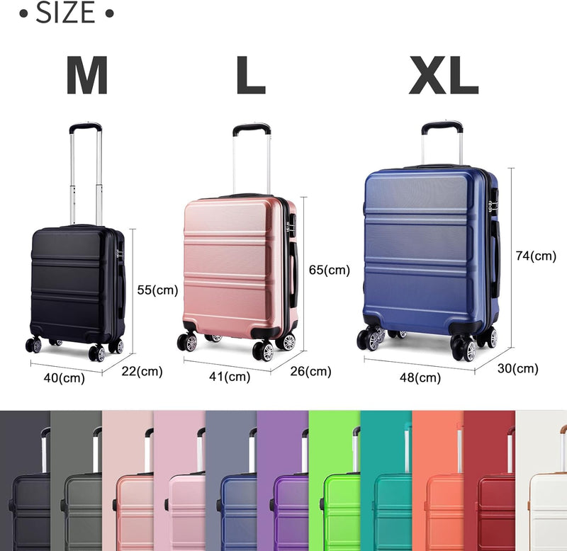 KONO Koffer Trolley Reisekoffer Set (M/L/XL) Dunkelblau, Set (M/L/XL) Dunkelblau