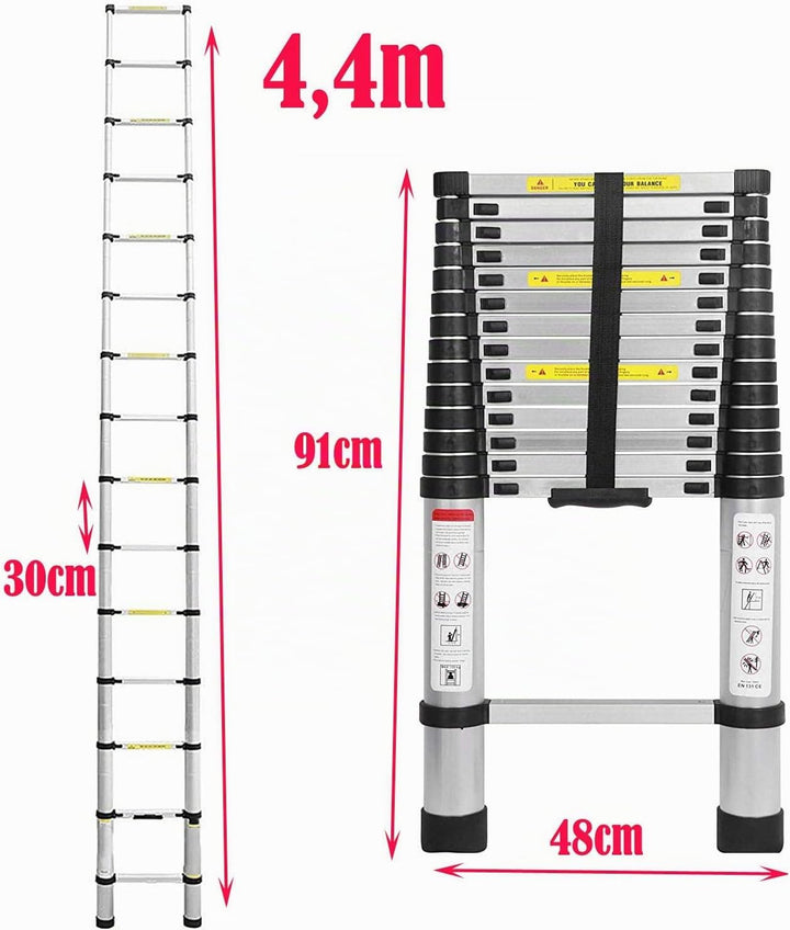 Teleskopleiter aus Aluminium, ausziehbar, Teleskopleiter, faltbar, Loft Ladder, EN131-zertifiziert,