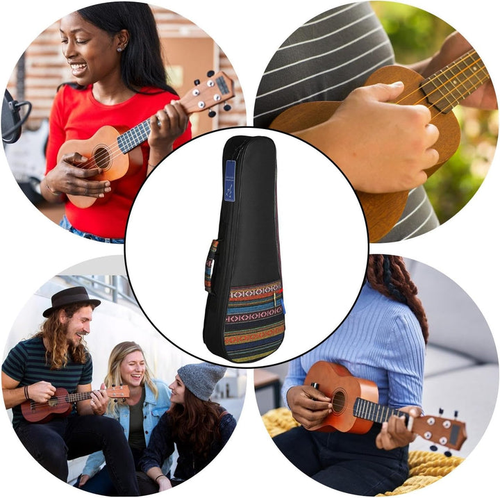 Gepolsterte Ukulele-Tasche, Bunte Ukulele-Tasche - Ukulele gepolsterte Tragetasche im Ethno-Stil - V
