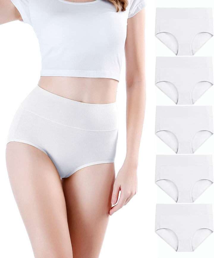 wirarpa Damen Unterhosen Baumwolle Unterwäsche Hohe Taille Slips Hoher Taillenslip für Frauen 5er Pa