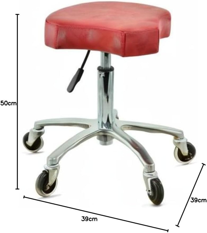VAKON SALON - Ergonomischer Sitzhocker rot höhenverstellbar von 50 bis 65 cm Rollhocker - Drehhocker