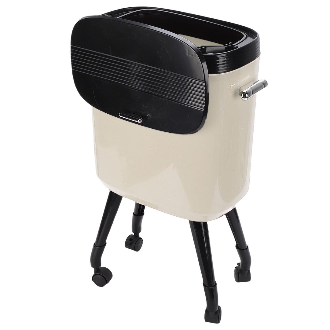 VBESTLIFE Hochbeiniger Mülleimer mit Rädern, 3,96 Gallonen/15 L, Schmales Design mit Deckel, Rollend