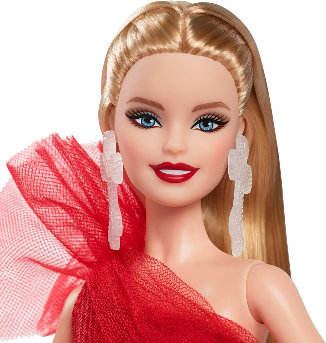 Barbie Signature Doll, 2024 Holiday Blonde Fashion Doll Wearing Gown with Plaid Skirt, Seasonal Coll