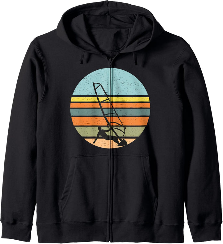 Retro Vintage-Farben Sonnenuntergang Windsurfen Windsurf Seg Kapuzenjacke