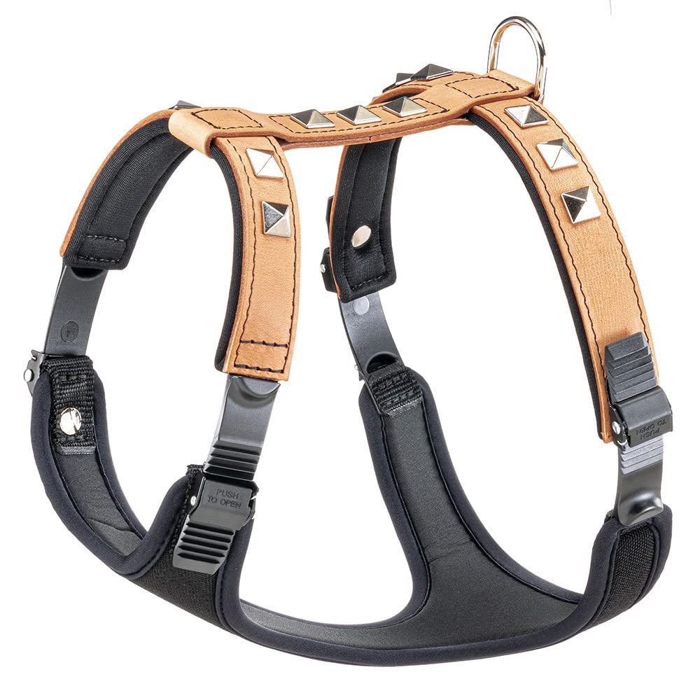 Ferplast Hundegeschirr mittelgrosse Hunde GIOTTO LUXOR MEDIUM, aus echtem Leder mit silbernen Nieten