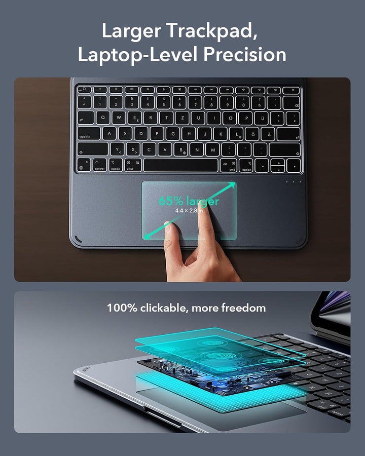 ESR Hülle mit Tastatur für iPad Air 13" (M4/M3/M2) 2026~2024 – Magnetisch abnehmbare Tastatur, Hoch/