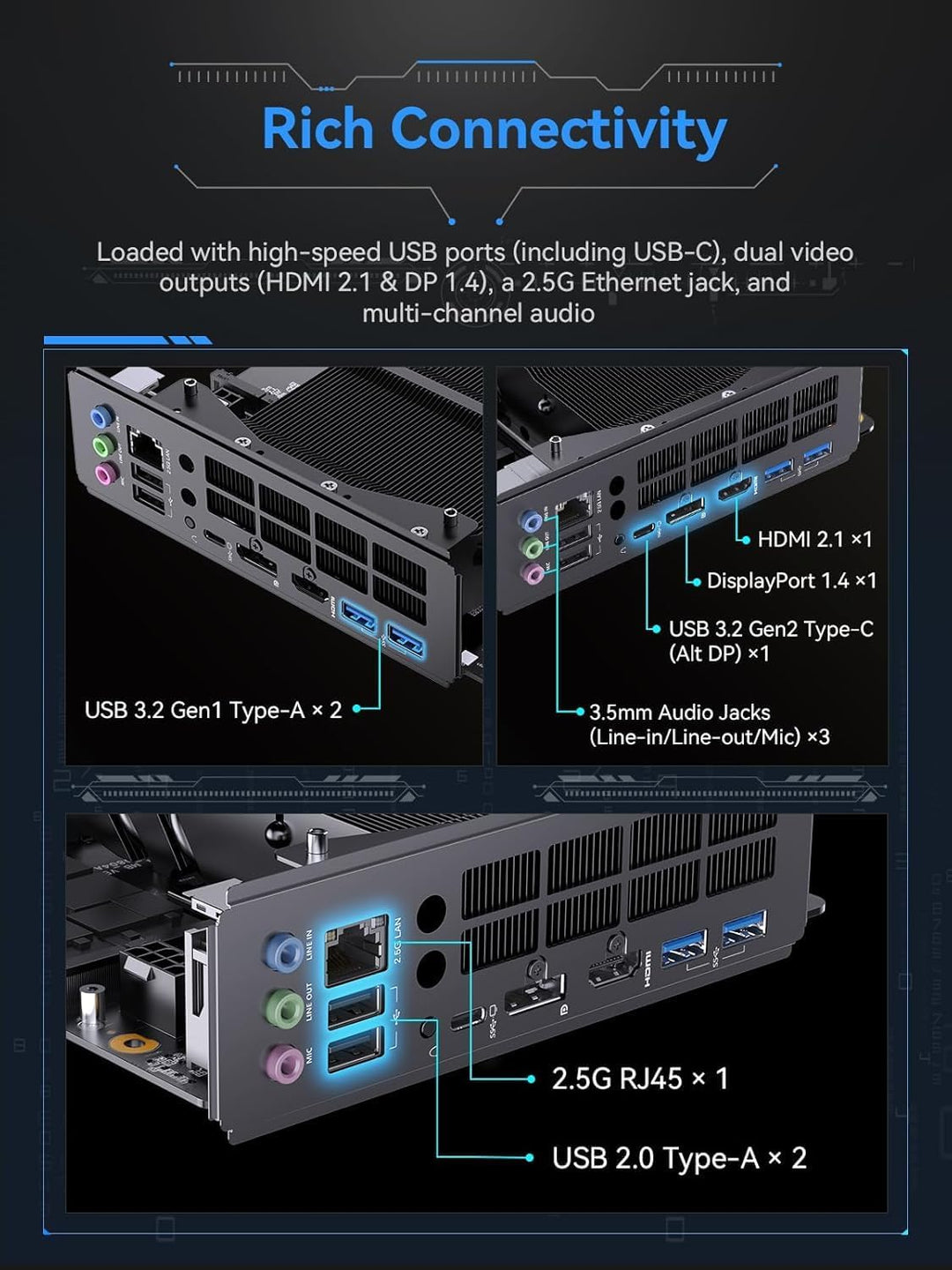 MINIS FORUM BD895i SE Motherboard, AMD Ryzen 9 8945HX 16C/32T bis zu 5,4 GHz mit AMD Radeon 610M, Ba