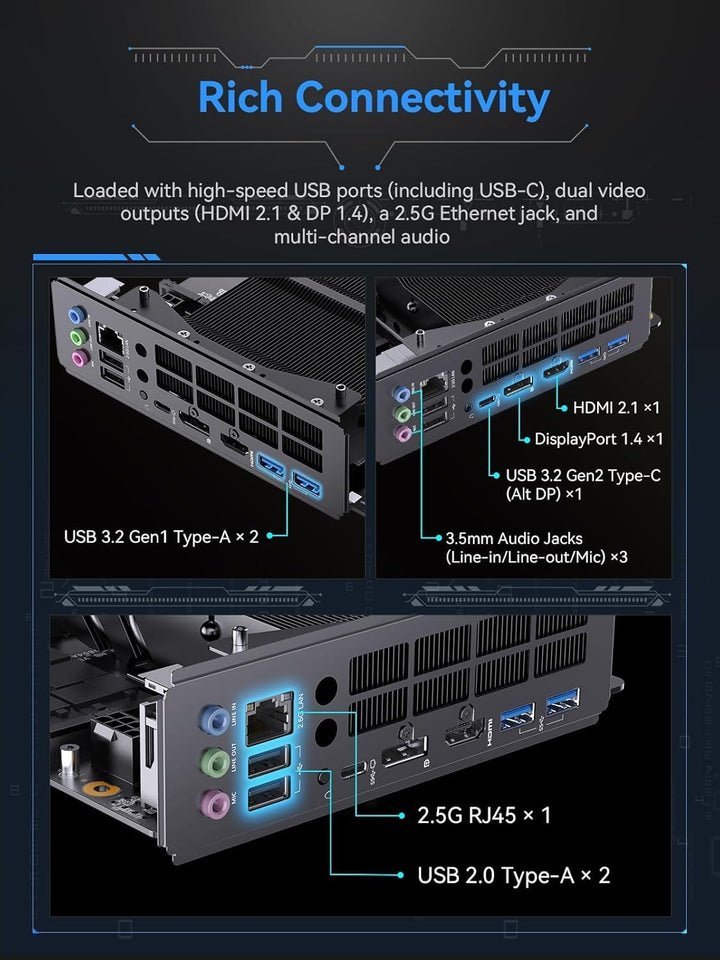 MINIS FORUM BD895i SE Motherboard, AMD Ryzen 9 8945HX 16C/32T bis zu 5,4 GHz mit AMD Radeon 610M, Ba