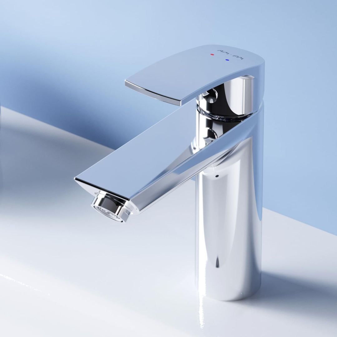 AM.PM Play Einhebel-Waschtischarmatur, Wasserhahn Bad Chrom für Waschbecken, Höhe 147mm, Einhandmisc