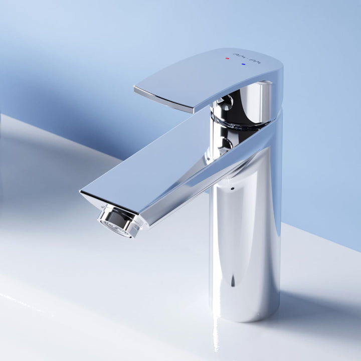 AM.PM Play Einhebel-Waschtischarmatur, Wasserhahn Bad Chrom für Waschbecken, Höhe 147mm, Einhandmisc
