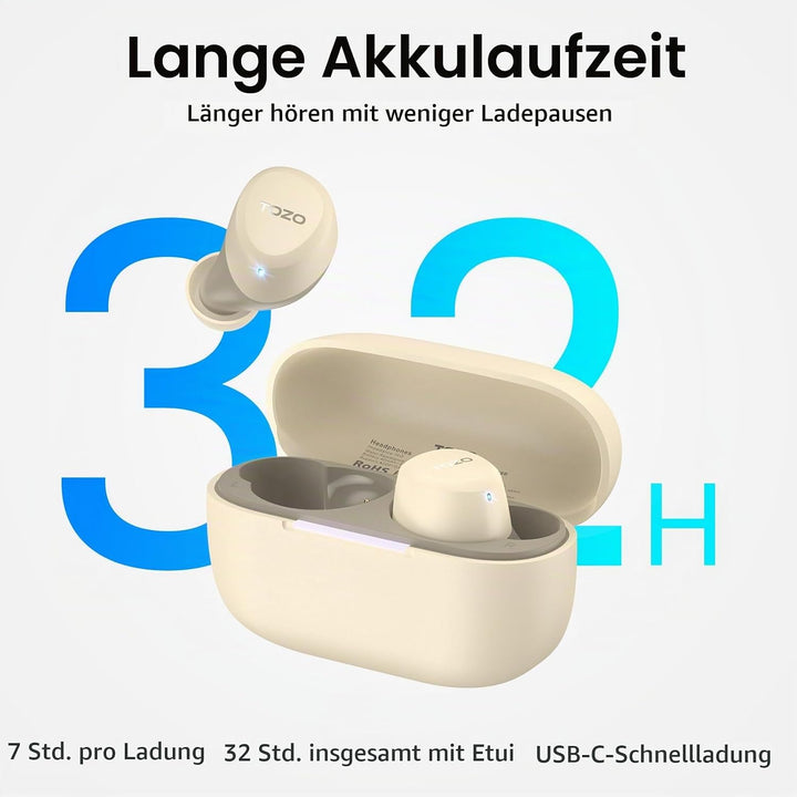 TOZO A1 Bluetooth Kopfhörer, Kopfhörer Kabellos Bluetooth 5.3 In Ear Kopfhörer mit APP Steuerung, 32
