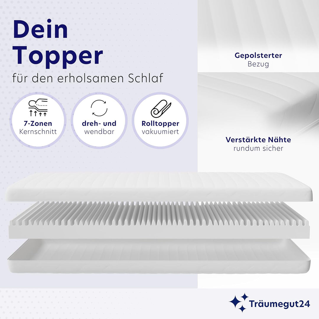 Träumegut24-10cm Ergonomische Kaltschaum Matratzenauflage Matratzentopper Matratzenschoner Topper -