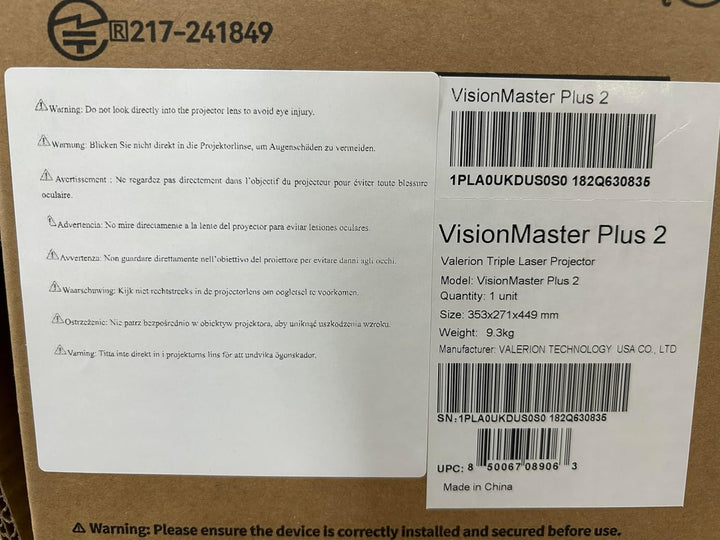 Heimkino-Paket: Valerion Pro2 4K Triple-Laserprojektor mit 100-Zoll-PureVision-Bildschirm mit Motor,