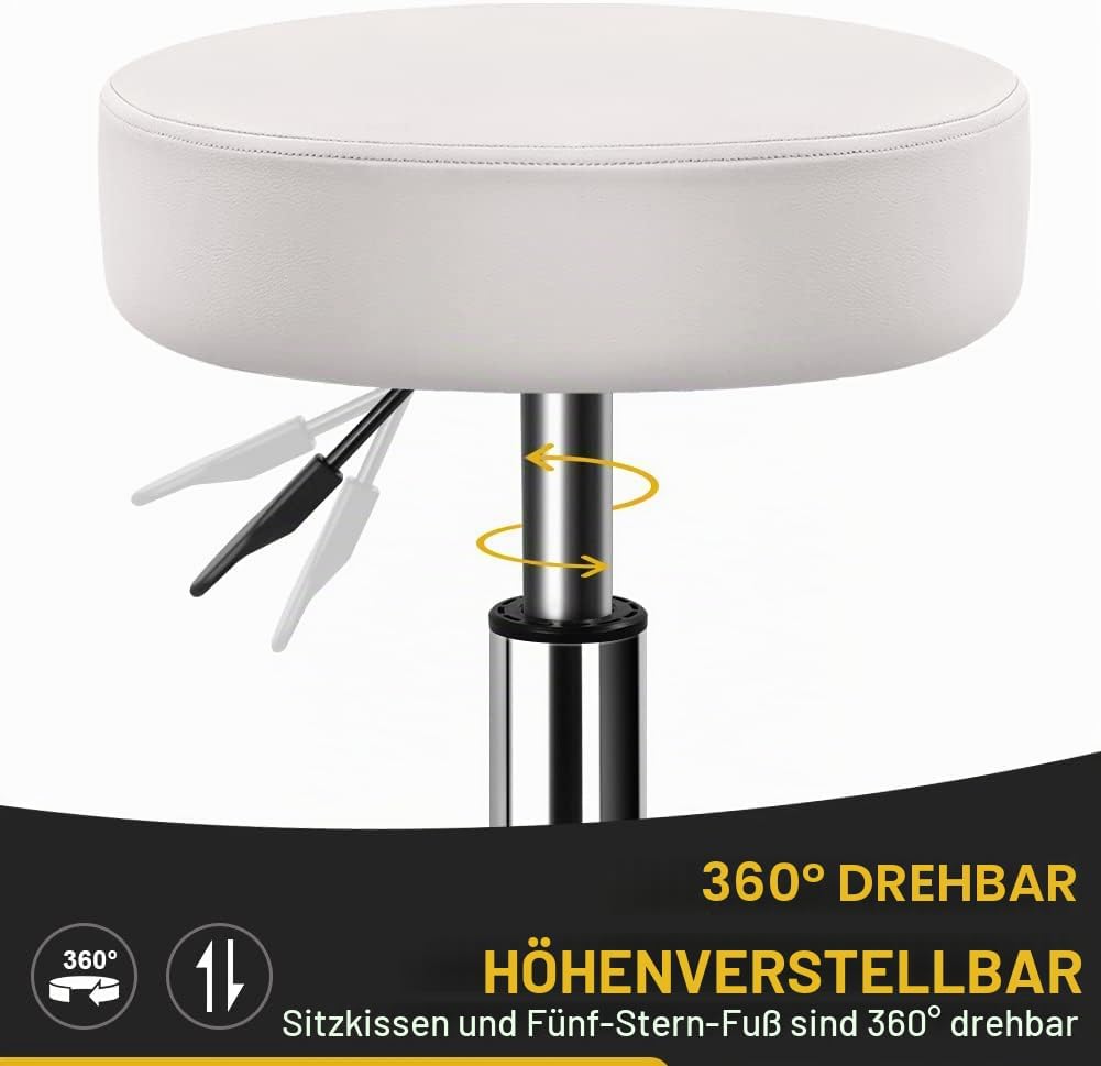 WKWKER Robuster Rollhocker mit Rädern Hydraulischer Drehgelenk Verstellbarer Rollhocker Ergonomische