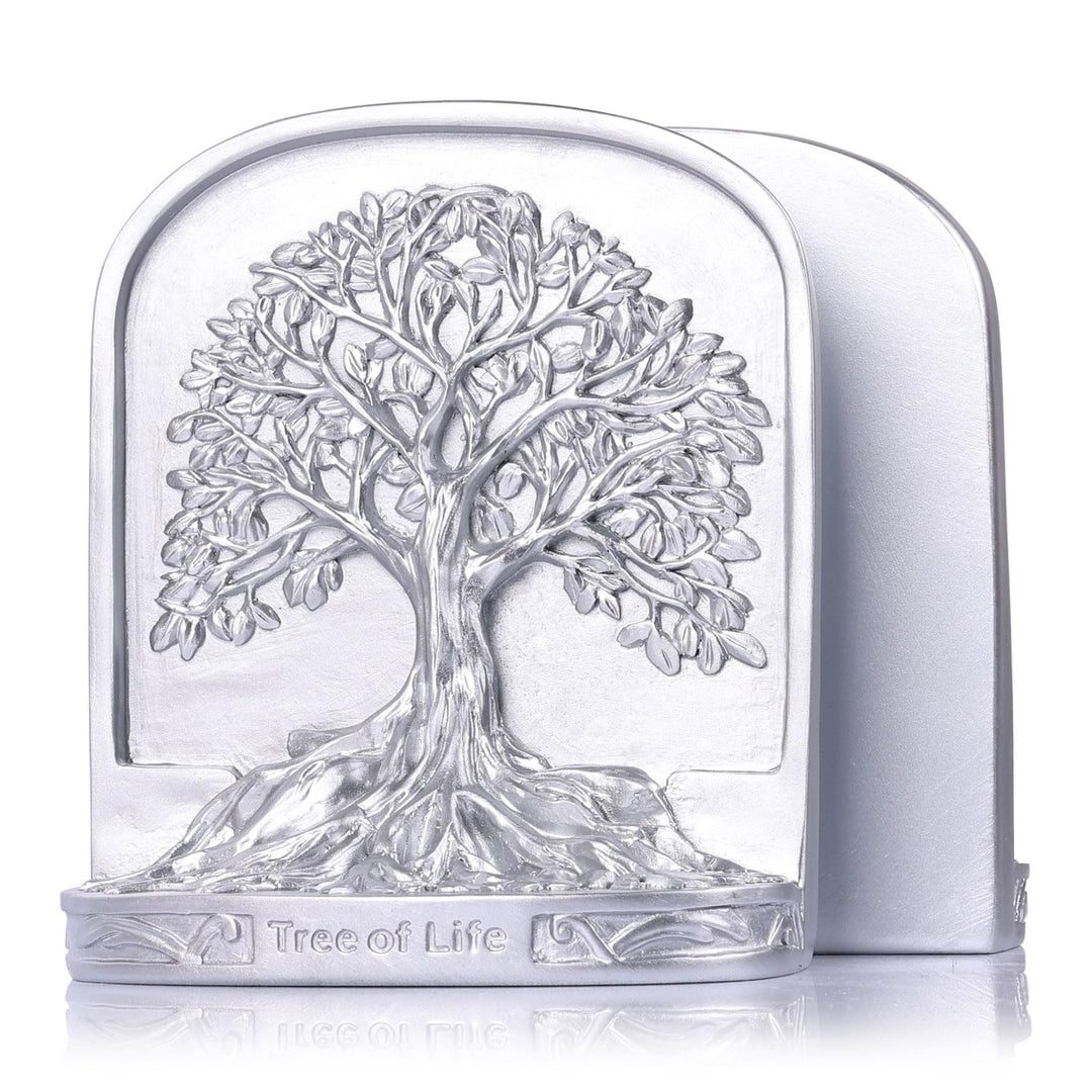 Buchstützen-Set, Baum des Lebens, Antik-Bronze, 2 dekorative Buchstützen für Regale oder Bücherregal
