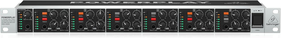 Behringer POWERPLAY HA6000 6-Kanal-Hochleistungs-Kopfhörer-Misch- und Verteilverstärker, POWERPLAY H