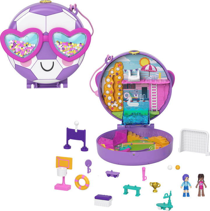 Polly Pocket HCG14 - Fussballmannschaft, Sportthema mit Micro Bella & Freundespuppen, 5 Überraschung