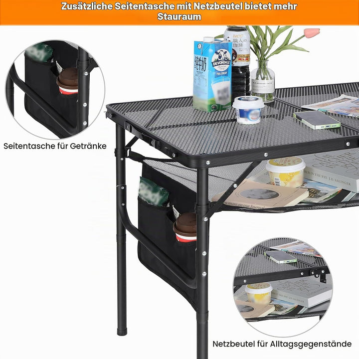 REDCAMP Tragbarer Klappbarer Grilltisch mit Mesh Desktop, 90 x 60cm Leichter Faltbarer Campingtisch