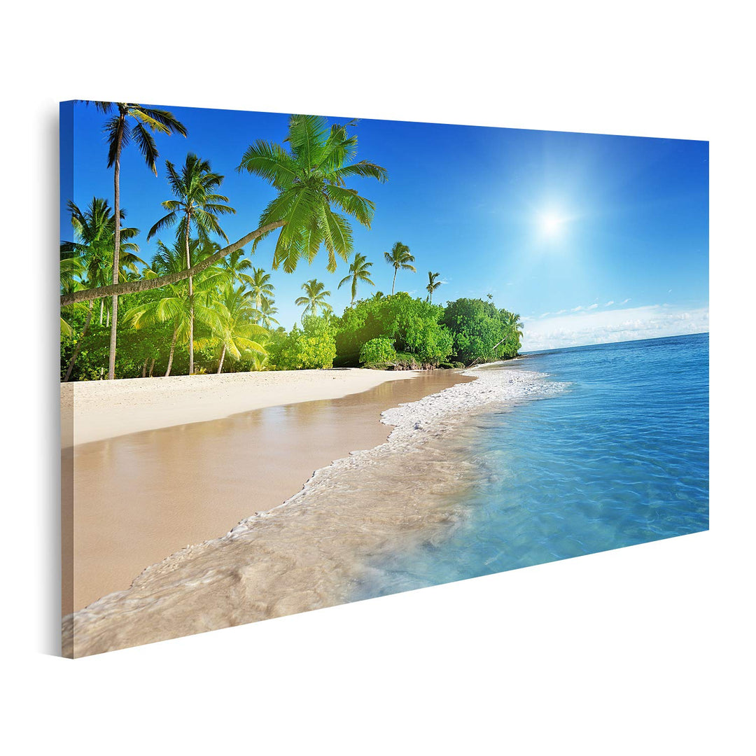 islandburner Bild auf Leinwand Karibisches Meer Und Palmen Bilder Wandbilder Poster Leinwand 100x57c
