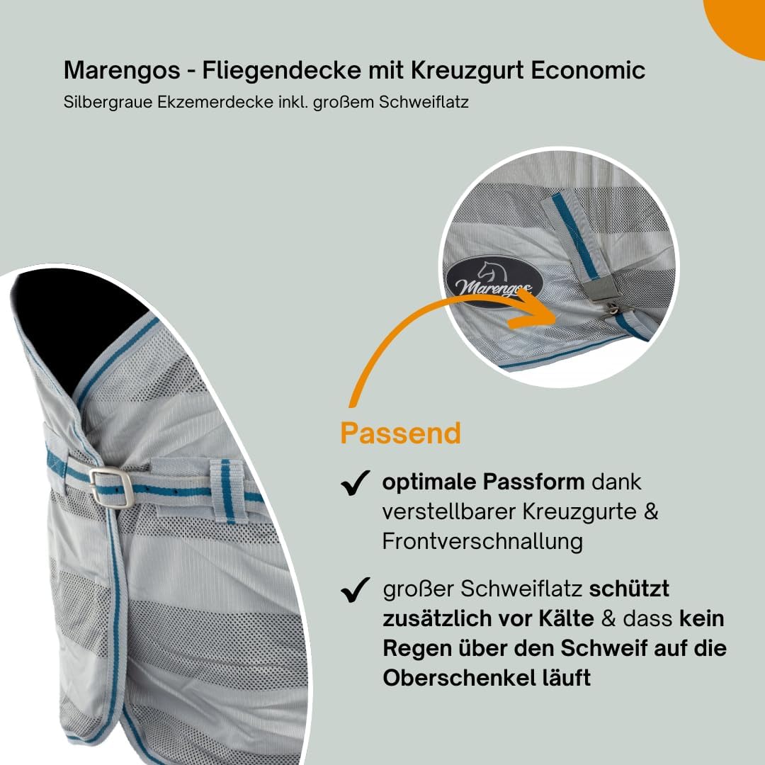 Marengos - Fliegendecke mit Kreuzgurt Economic | Schutz vor Insekten & Plagegeistern | Ekzemerdecke