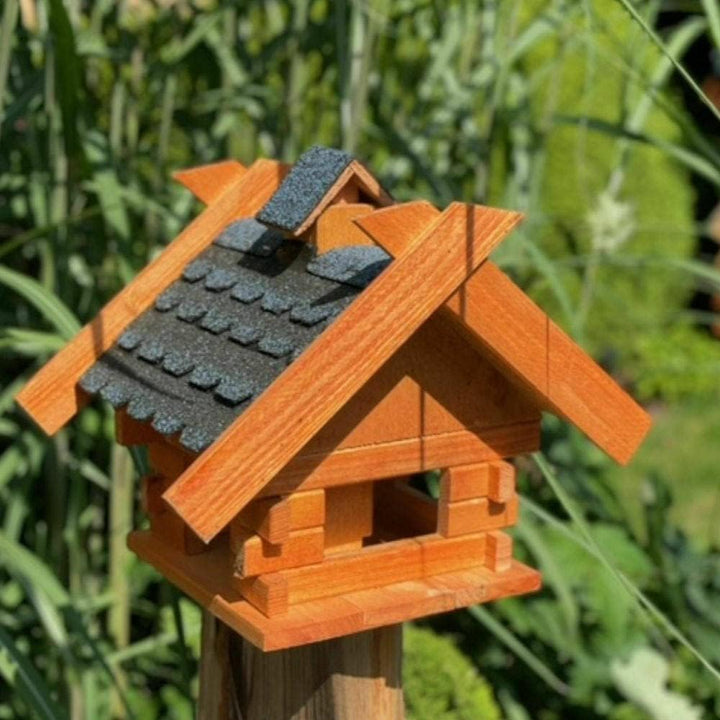 Rechteckiges Vogelhaus M - XL wetterfest aus Holz Vogel Futterstelle Haus mit und ohne Ständer (Grös