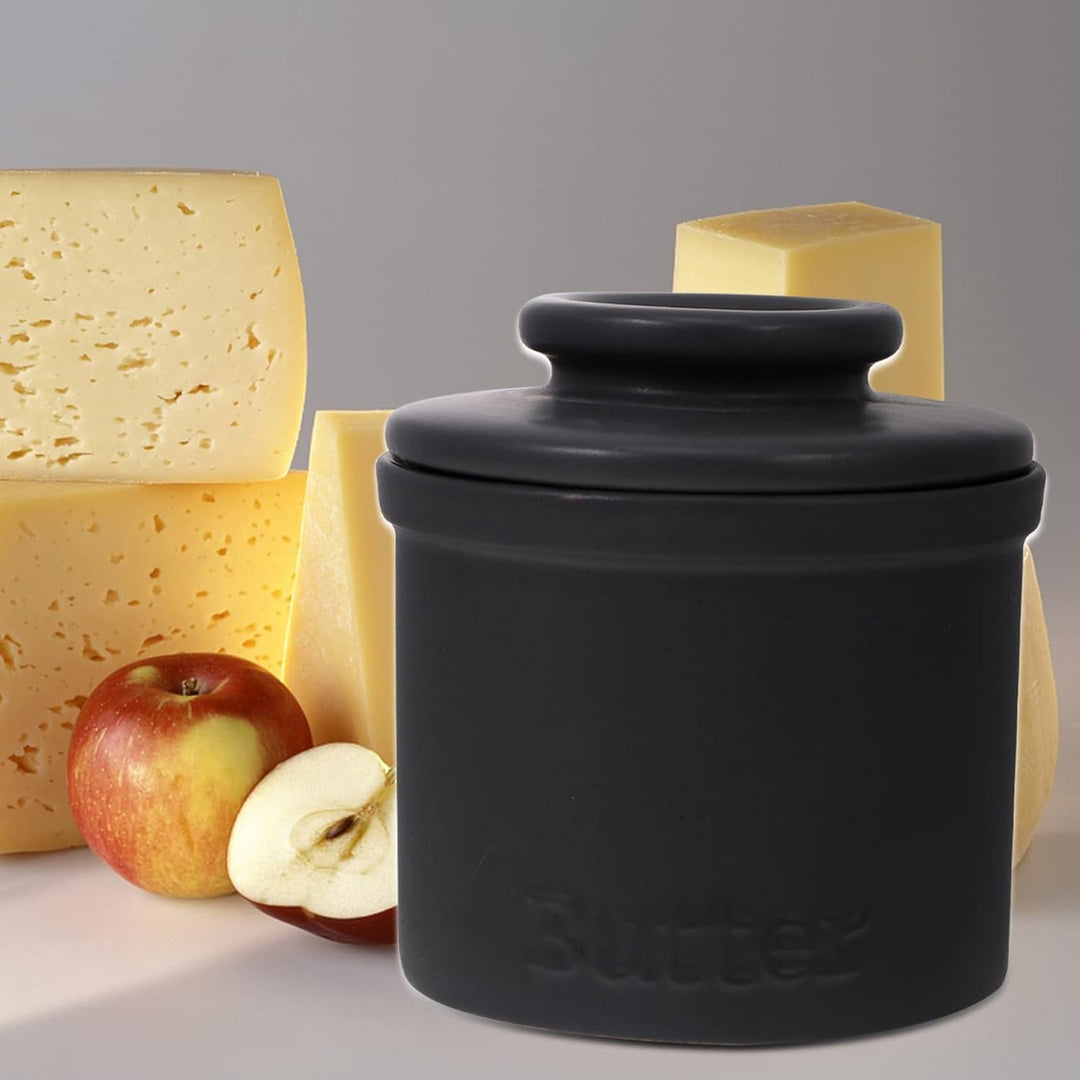 Housoutil Buttertopf Französische Butterdose mit Deckel Porzellan Butterhalter mit Wasserlinie Vinta