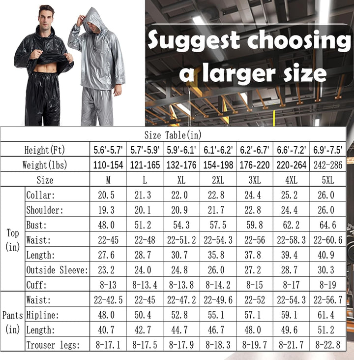 DawnBreak Sauna Sweat Suit for Women/Men with Hoodie Zipper Weight Loss Fitness Exercise Gym Workout