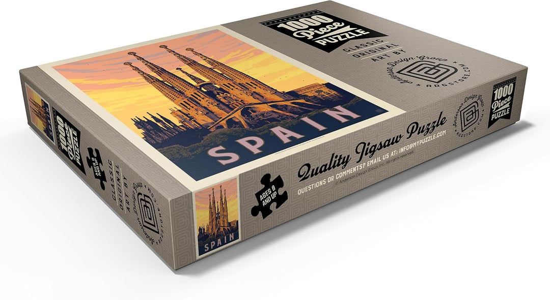 Spain: Familia Sagrada, Vintage Poster - Premium 1000 Teile Puzzle - MyPuzzle Sonderkollektion von A