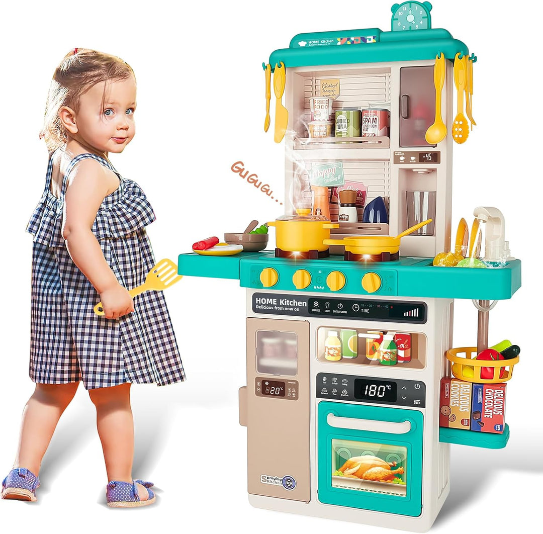 deAO Kinderküche “My Little Chef“ mit Sounds und Licht, Dampf, 50PCS kinderküche zubehör enthalt Ges