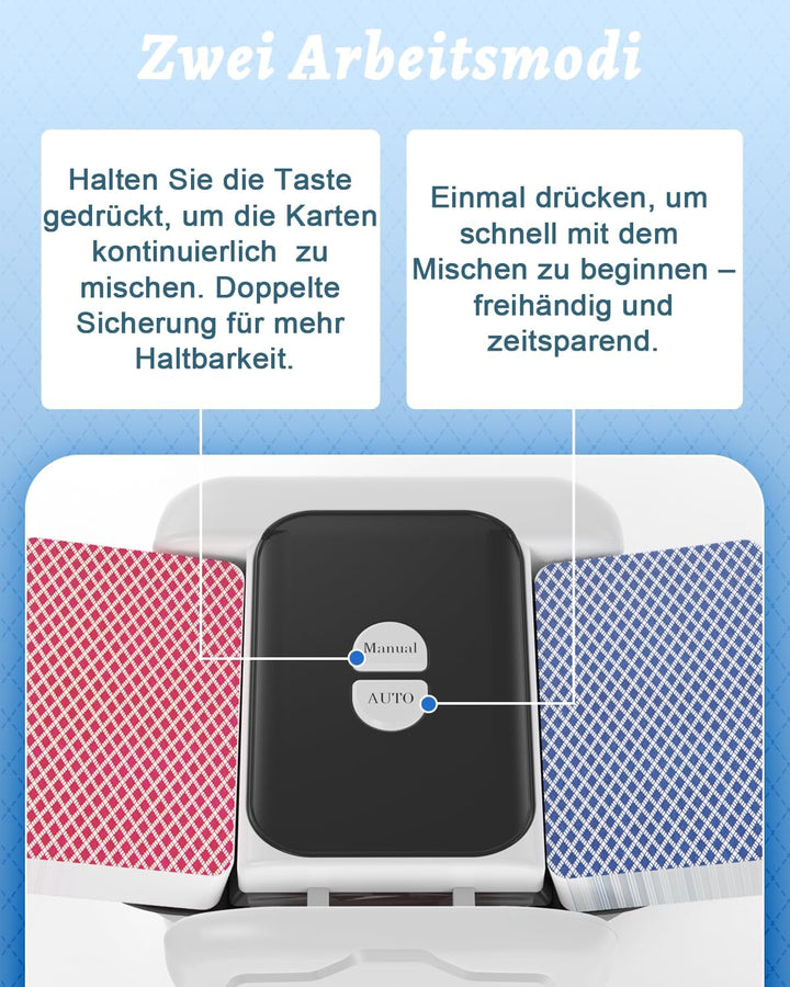 Kartenmischmaschine Elektrische für 2 Kartendecks, 2600 mAh Leise Shuffling-Maschine, Mischmaschine