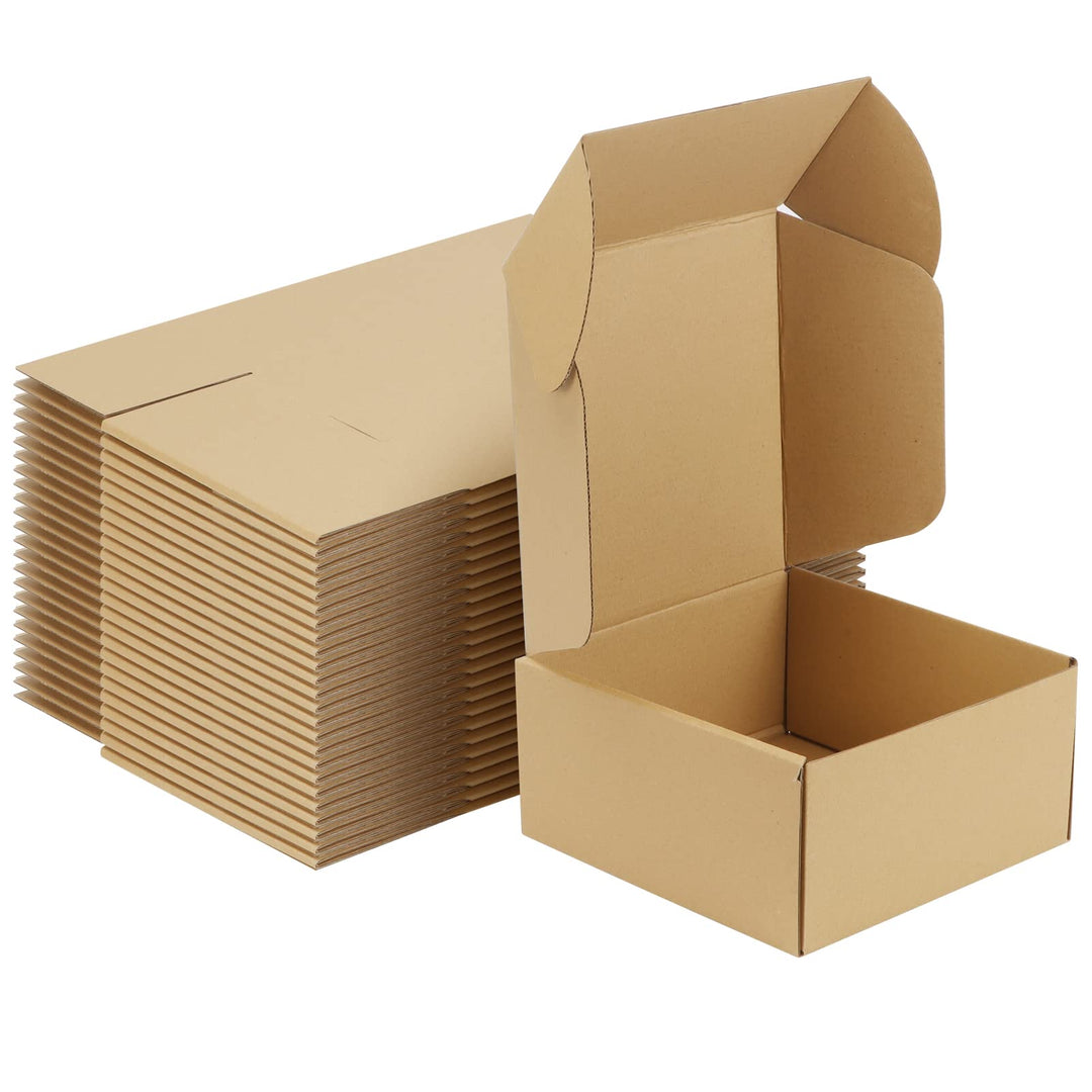 RLAVBL 25 Stück Braune Versandkartons mit den Massen 20,4 x 20,4 x 10,2 cm für den Versand von Gegen