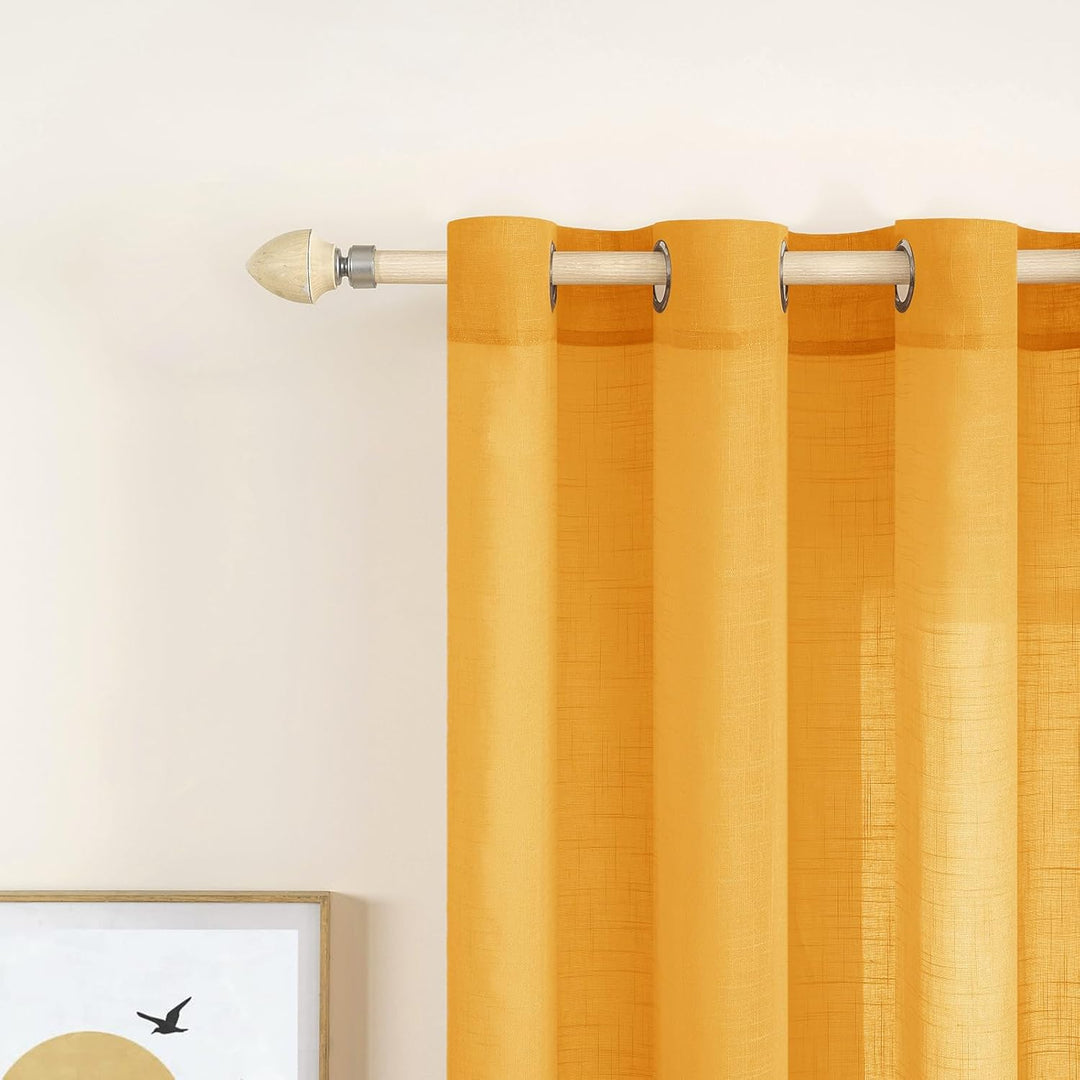 MIULEE 2er Set Voile Vorhang Sheer Leinenvorhang mit Ösen Transparente Leinen Optik Gardine Ösenscha
