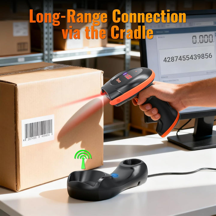 Tera Barcode-Scanner Bildsensor 2D 1D QR Wireless 2,4 GHz mit Ladestation USB-Kabel Digitaler-Bildsc